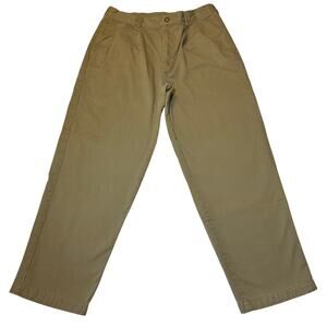 LL BEAN Double L Flannel Lined Chino Pants 35x30 Comfort Waist Beige Preppy